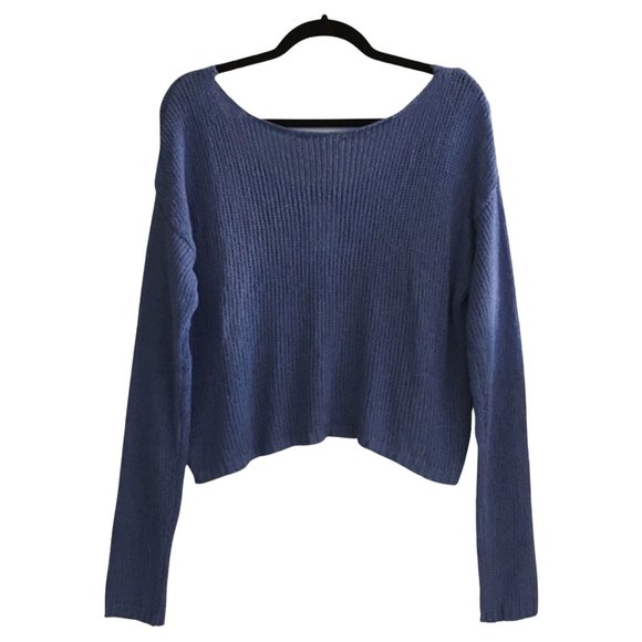 NWT Blue Knit Crop Sweater - Picture 2 of 3